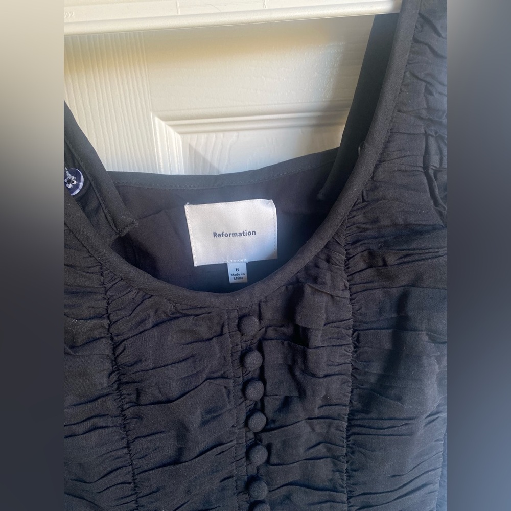 Reformation Black Ruched Button-Front Tank - Picture 6 of 13